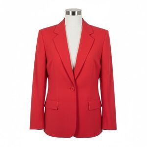 Leslie Fay Sportswear Blazer 10 Vintage 90s Red Single Button Casual Career